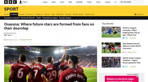 bbc Reportaje de la BBC sobre Osasuna en la web del medio británico
