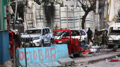 Mogadiscio Vista general con los efectos de la explosión en Mogadiscio