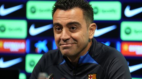Xavi Hernández El técnico del FC Barcelona, Xavi Hernández, durante la rueda de prensa que ha ofrecido este viernes