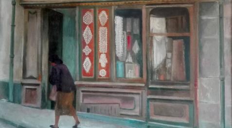 Francis Bartolozzi. La Mercería. Óleo en lienzo. 45 x 60 cm. 1956. Col Particular (Pamplona). Francis Bartolozzi. La Mercería. Óleo en lienzo. 45 x 60 cm. 1956. Col Particular (Pamplona).