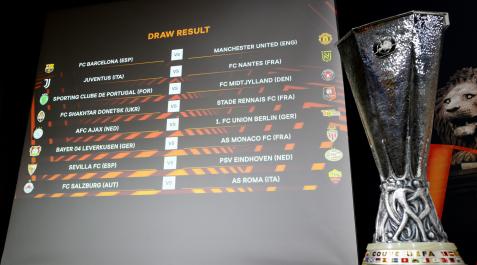 emparejamientos-Europa-League Emparejamientos de la ronda de playoff de la Europa League, en la que el Barcelona se enfrentará al Manchester United y el Sevilla al PSV