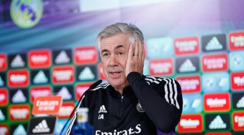 ancelotti El entrenador del Real Madrid, el italiano Carlo Ancelotti, ofrece en una rueda de prensa