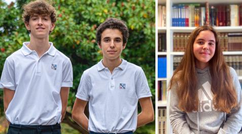 Luis Larriú y Juan Nasarre, ambos del Colegio Irabia-Izaga, y Beatriz Bernarte, del Colegio Nuestra Señora del Huerto Luis Larriú y Juan Nasarre, ambos del Colegio Irabia-Izaga, y Beatriz Bernarte, del Colegio Nuestra Señora del Huerto