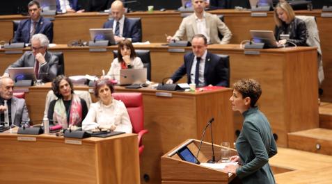 Chivite, durante su intervención en el debate Chivite, durante su intervención en el debate
