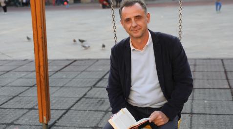 Joaquín Rodríguez, este viernes en la plaza de San Francisco de Pamplona Joaquín Rodríguez