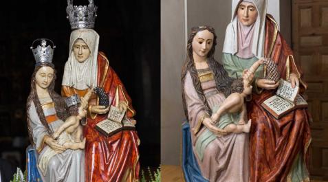 ANTES... Imagen de la talla de Santa Ana La Vieja antes de su restauración y ...AHORA Aspecto actual de la escultura ANTES... Imagen de la talla de Santa Ana La Vieja antes de su restauración y ...AHORA Aspecto actual de la escultura