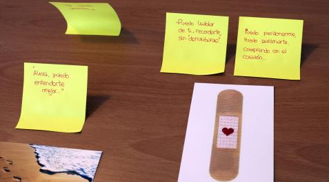 Post it; técnica empleada en la asociación Besarkada-Abrazo Post it; técnica empleada en la asociación Besarkada-Abrazo