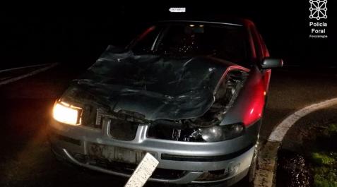 Accidente de tráfico provocado por un ciervo en las carreteras navarras Accidente de tráfico provocado por un ciervo en las carreteras navarras