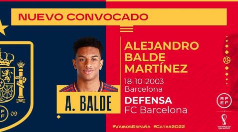 balde Alejandro Balde jugará el Mundial de Catar