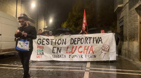 manifestacion gestion deportiva Manifestación de los sindicatos de la gestión deportiva este viernes por el Casco Antiguo de Pamplona