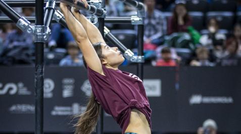 Stefy Navarro, durante una de las pruebas clasificatorias disputadas este sábado en el Navarra Arena Stefy Navarro, durante una de las pruebas clasificatorias disputadas este sábado en el Navarra Arena