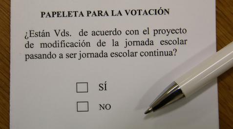 Una papeleta de votación para implantar la jornada continua Una papeleta de votación para implantar la jornada continua