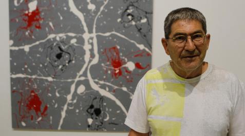 Lucrecio Oteiza, en la última exposición en Pamplona que presentó en la Ciudadela