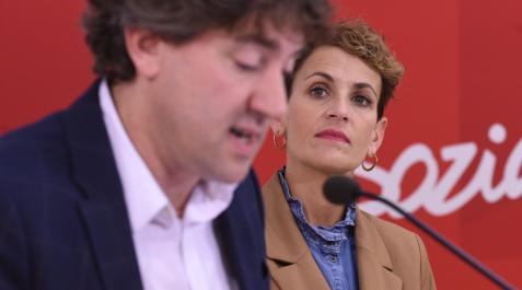 Chivite Eneko Andueza y María Chivite, líderes del PSE y el PSN respectivamente, este martes en San Sebastián