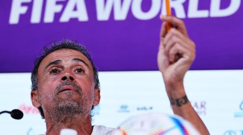 LEnrique Luis Enrique, durante la rueda de prensa previa al encuentro de octavos de final contra Marruecos