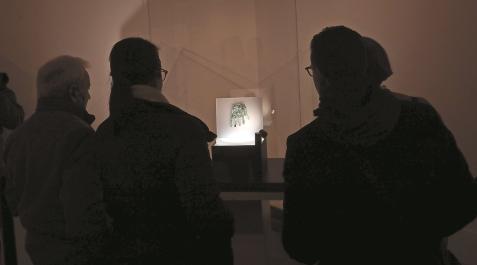 Participantes en las visitas a la exposición de la Mano de Irulegi este viernes en la casa de cultura del valle de Aranguren en Mutilva Participantes en las visitas a la exposición de la Mano de Irulegi este viernes en la casa de cultura del valle de Aranguren en Mutilva