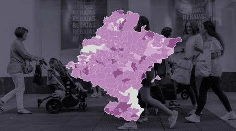 Mapa con la tasa de mujeres por municipio en Navarra Mapa con la tasa de mujeres por municipio en Navarra