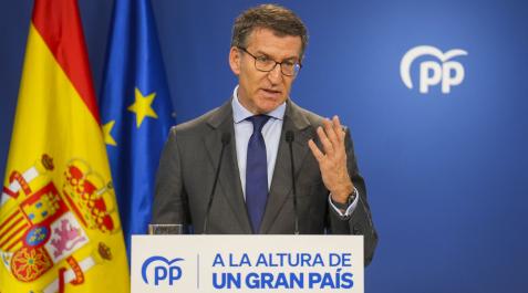 Alberto Núñez Feijóo Alberto Núñez Feijóo, durante su comparecencia este martes en la sede del PP