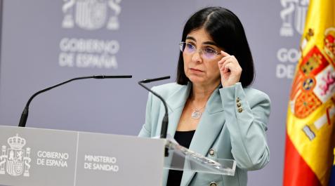 La ministra de Sanidad, Carolina Darias, durante la comparecencia este viernes ante los medios de comunicación La ministra de Sanidad, Carolina Darias, durante la comparecencia este viernes ante los medios de comunicación
