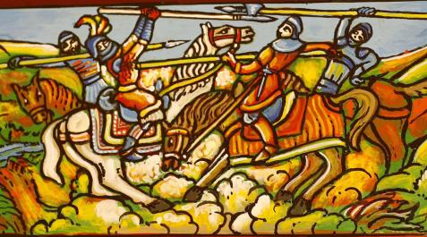 Campo de la verdad: fragmento de una pintura mural de Ángel Elvira referente a César Borgia Ángel Elvira