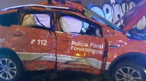 Estado en el que ha quedado el vehículo tras el accidente Policía Foral