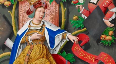 Toda Aznárez, tal y como se la pintó en el siglo XVI en la Genealogía de los Reyes de Portugal Toda Aznárez