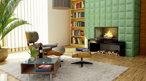 Moderno salón con chimenea Moderno salón con chimenea