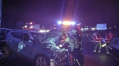 Accidente en la A-15 Bomberos, en el lugar del accidente