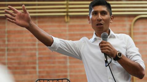 Colombian cyclist Nair(36647998) Nairo Quintana, durante la conferencia de prensa que ha dado en Bogotá.