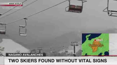 nagano Imagen de la cadena estatal nipona NHK sobre la noticia de los dos esquiadores hallados sin vida