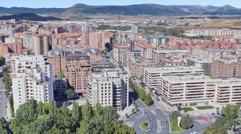 Vista aérea de San Juan con la avenida Bayona en el centro Vista aérea de San Juan con la avenida Bayona en el centro
