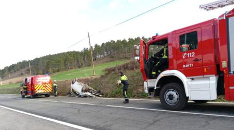 accidente-berrioplano Lugar del accidente en la NA-4100 en Berrioplano