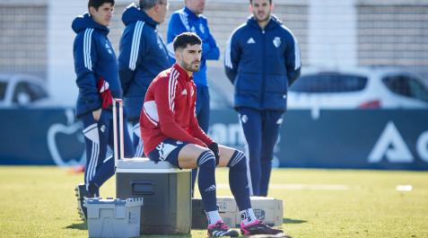 Nacho Vidal durante la última sesión de entrenamiento en Tajonar Nacho Vidal durante la última sesión de entrenamiento en Tajonar