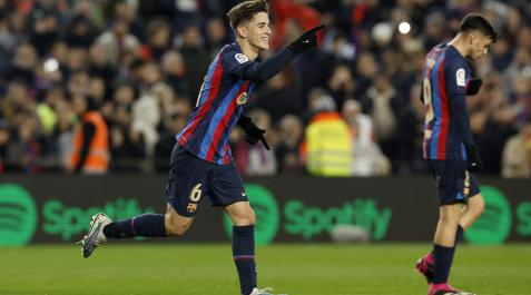 Gavi celebra su tanto contra el Sevilla Gavi celebra su tanto contra el Sevilla