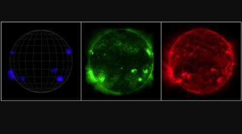 nustar-telescopio-sol El Sol tiene un aspecto diferente según quién lo mire. Desde la izquierda, el NuSTAR de la NASA ve rayos X de alta energía; la misión Hinode de la JAXA ve rayos X de menor energía; y el Observatorio de Dinámica SolAR de la NASA ve luz ultravioleta.