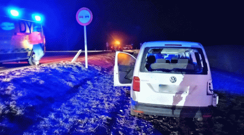 Salida de vía en Lizoain El vehículo ha sufrido una salida de vía