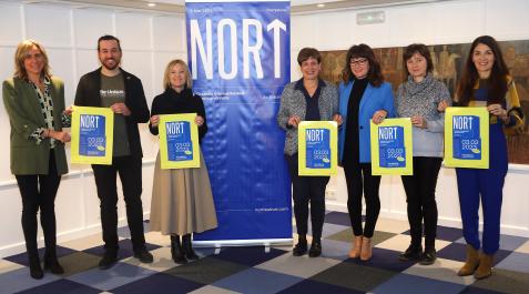 De izquierda a derecha: Alicia Nicolás, directora comercial de Diario de Navarra; Javier Vidorreta, de la Asociación de Eide Basque Desing; Iciar Sauleda, directora de Nort Festival; Ana Elizalde, concejala de Turismo del Ayuntamiento de Pamplona; Belén Galindo, responsable de comunicación de La Información; Ana Juanena, de IGP Espárrago de Navarra; e Isabel Díaz, directora comercial del hotel Tres Reyes