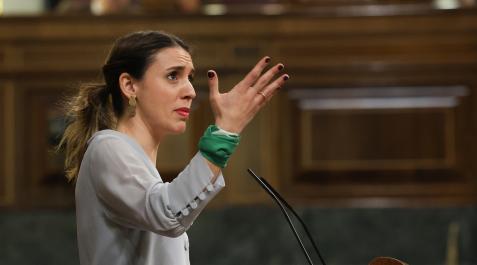 Irene Montero, en el Congreso La ministra de Igualdad, Irene Montero, durante su intervención en el Congreso de los Diputados