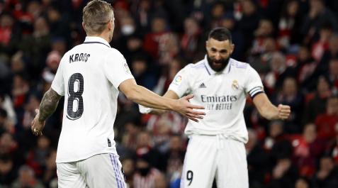 Krooss y Benzema Kroos y Benzema celebran un tanto anotado en un choque anterior del Real Madrid.