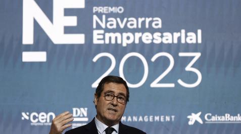 Antonio Garamendi El presidente de la CEOE, Antonio Garamendi, durante su discurso en la entrega del premio Navarra Empresarial en Pamplona.