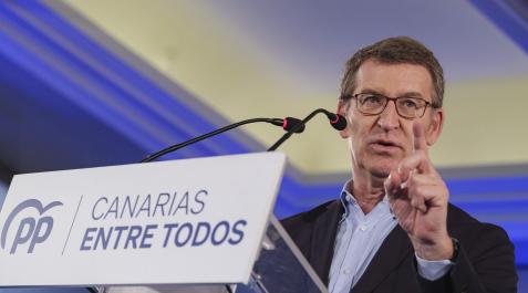 Alberto Núñez Feijoó El presidente del Partido Popular, Alberto Núñez Feijoó, durante su intervención este sábado en la presentación del proyecto de ciudad del PP al Ayuntamiento de Las Palmas de Gran Canaria, con su candidata Jimena Delgado