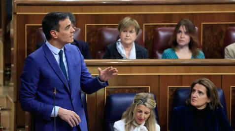 pedro-sanchez El presidente del Gobierno, Pedro Sánchez, interviene durante la sesión de control al Gobierno celebrada este miércoles en el Congreso de los Diputados.