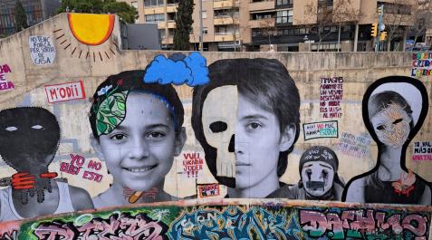 Mural pintado por jóvenes del Instituto de salud mental de la infancia y adolescencia de Baleares, recién inaugurado en Palma de Mallorca Mural pintado por jóvenes del Instituto de salud mental de la infancia y adolescencia de Baleares, recién inaugurado en Palma de Mallorca