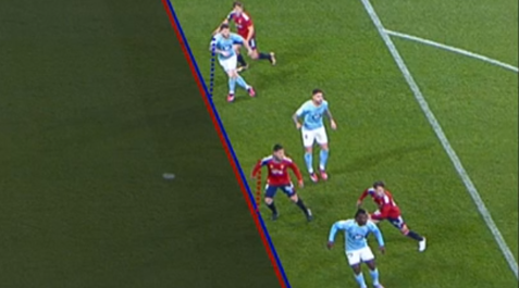 La línea del VAR, según el pantallazo compartido en Twitter por la cuenta @LaLigaenDirecto Osasuna - Celta en directo