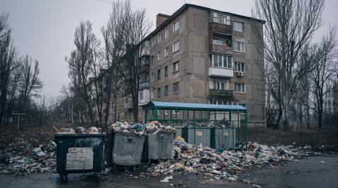 Ucrania-Bajmut Una calle vacía en la localidad ucraniana de Bajmut (Ucrania) contra la que el ejército ruso está lanzando una ofensiva