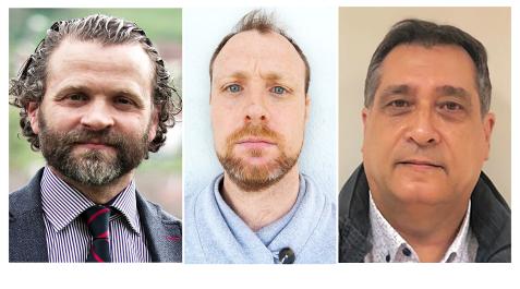 Candidatos De izda. a dcha., Juan Loza Ocáriz, Jon Angulo Martínez y Luis Enrique de la Calle Moreno.