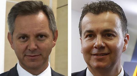 Nuevos ministros de Sanidad e Industria José Manuel Miñones Conde (i) y Héctor Gómez, nuevos ministros de Sanidad e Industria