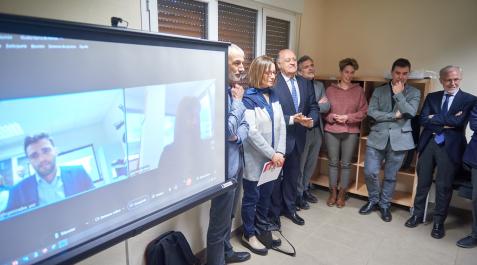 Simulación de una declaración en un juicio en Pamplona por videoconferencia desde el consistorio de Sangüesa Simulación de una declaración en un juicio en Pamplona por videoconferencia desde el consistorio de Sangüesa