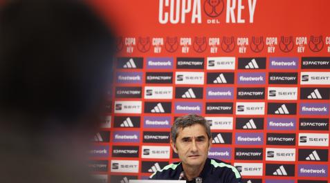 Ernesto Valverde Valverde, durante la rueda de prensa previa a la vuelta de la semifinal de la Copa del Rey.