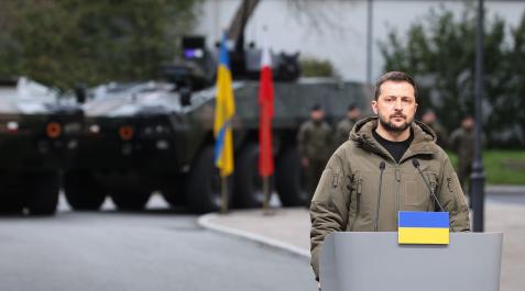 zelenski El presidente ucraniano, Volodymyr Zelenski, durante la conferencia de prensa conjunta con el primer ministro polaco después de su reunión en la Cancillería en Varsovia